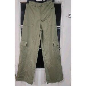Kittenish Jessie James Decker Green Wide Leg Cargo Pants Women M cotton Utility